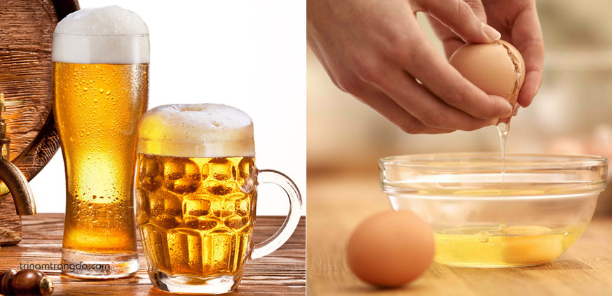 3. Cách làm mặt nạ chăm sóc tóc sử dụng bia và trứng gà