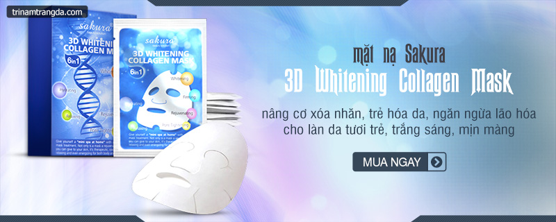 Mẹo giúp làn da trắng sáng chỉ trong 7 ngày - Mặt nạ trắng da tinh chất Collagen Sakura 3D
