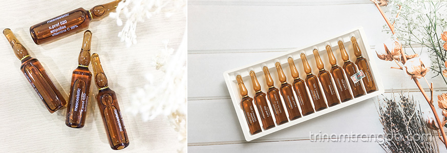 Serum trị tàn nhang dưỡng trắng da Mesoestetic Ampollas Vitamin C 20%