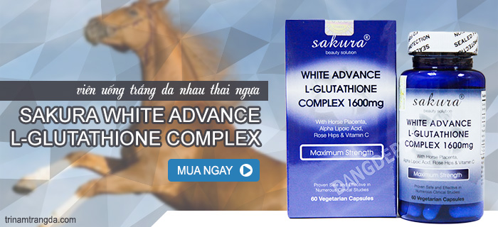 Viên uống trắng da nhau thai ngựa Sakura White Advance L-Glutathione Complex
