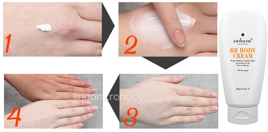 Sakura Skin Whitening BB Body Cream Kem Dưỡng Trắng Da Toàn Thân Và Trang Điểm